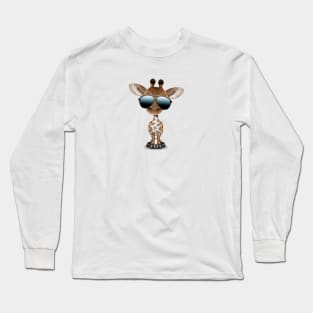 Cute Baby Giraffe Wearing Sunglasses Long Sleeve T-Shirt